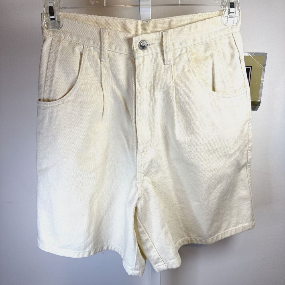 NEW Y2K High Rise Pleated Shorts Sz 10 Cream Bill Blass 100% Cotton Preppy